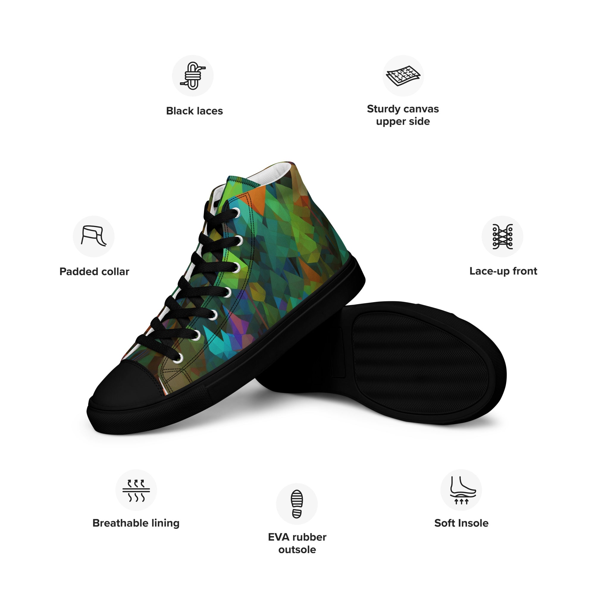 Women’s high top canvas shoes- Rainbow Forest