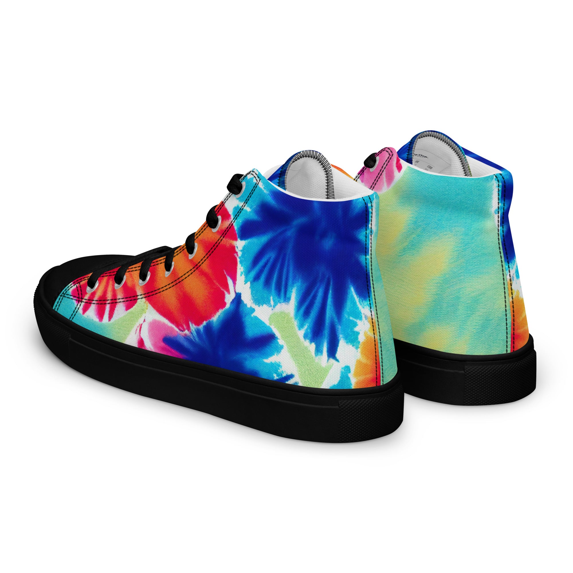 Women’s high top canvas shoes- Hearts Tie Dye Pattern 01