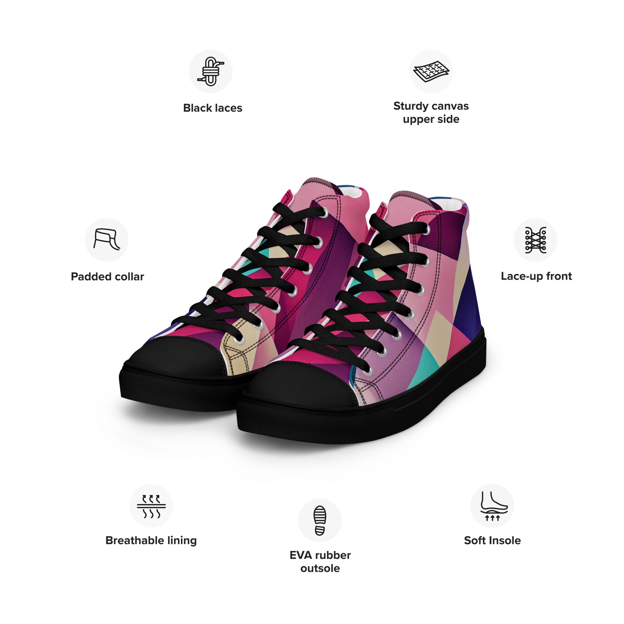 Women’s high top canvas shoes- Abstract Pattern 01
