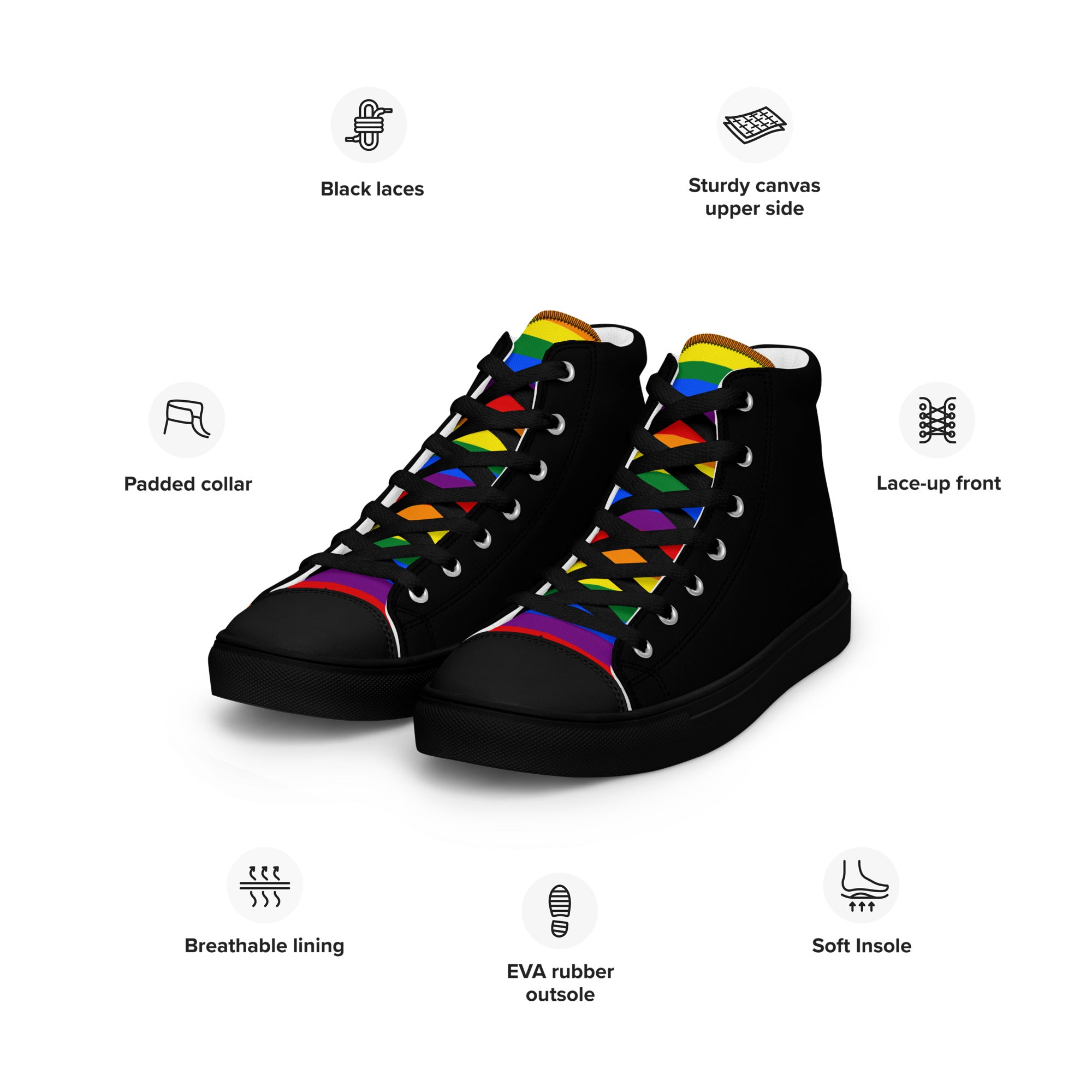 high top canvas shoes- Rainbow