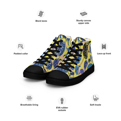 Women’s high top canvas shoes- Paisley Pattern III