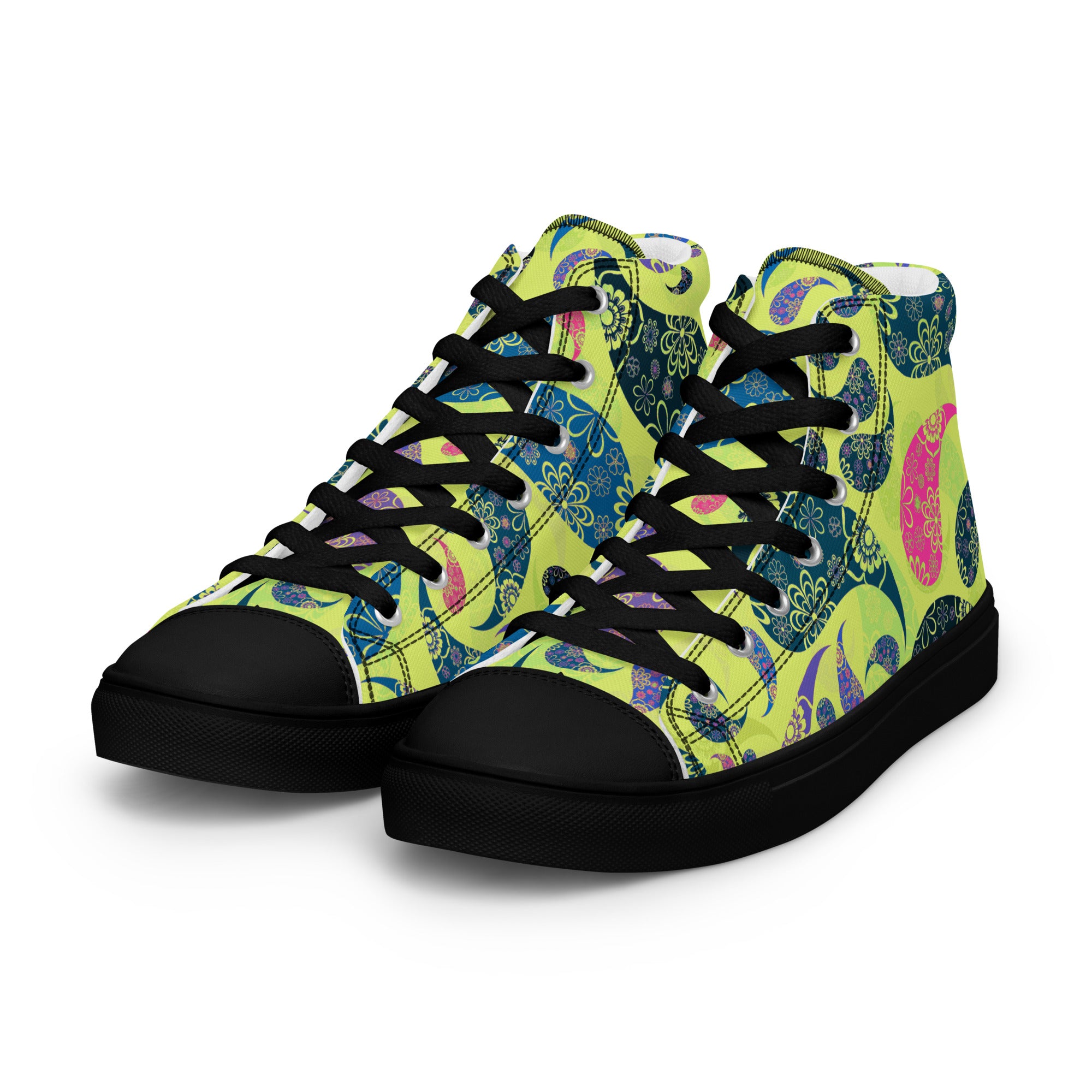 Women’s high top canvas shoes- Paisley Pattern 01