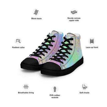 Women’s high top canvas shoes- Rainbow Holographic Glitter