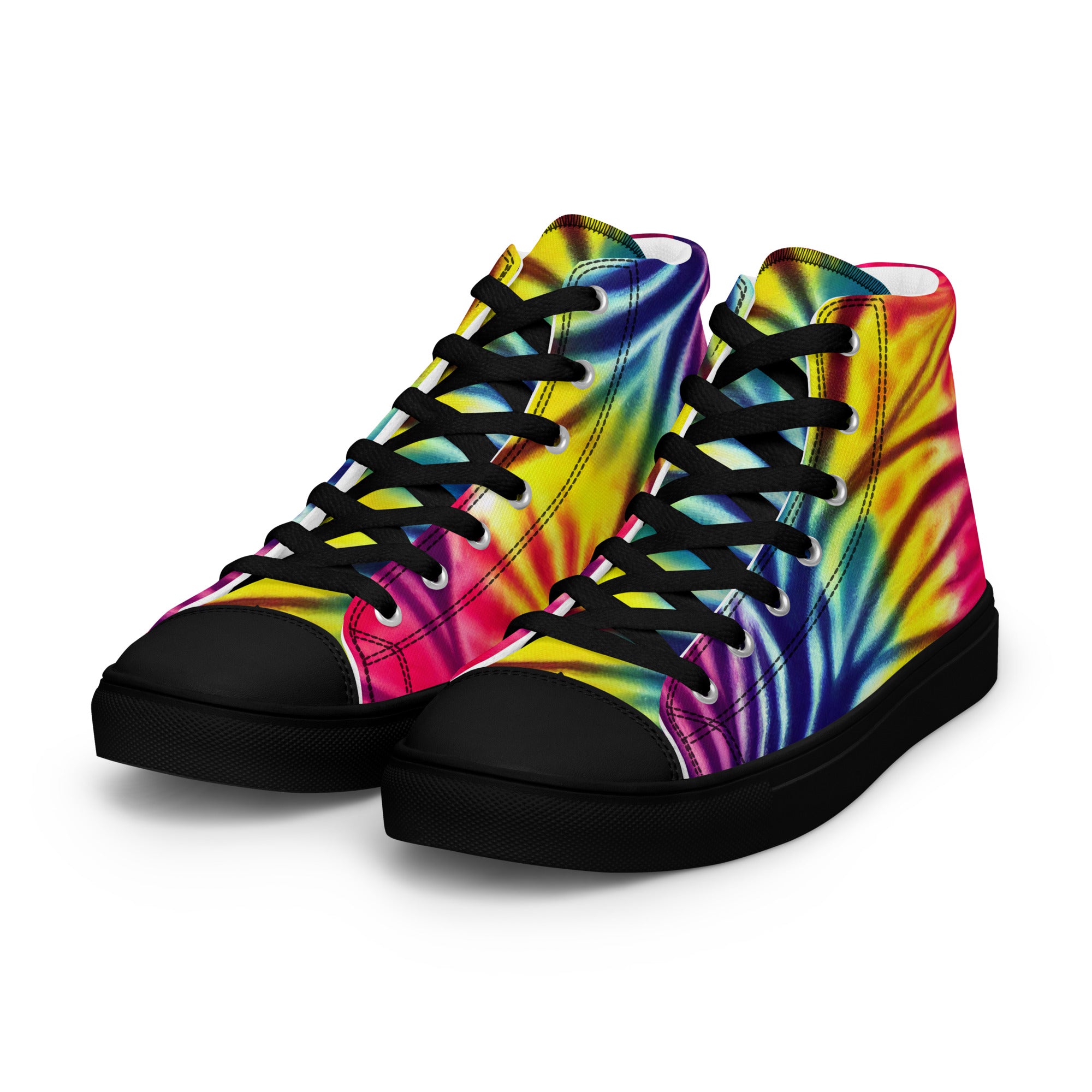 Women’s high top canvas shoes- Floral Tie Dye Pattern I