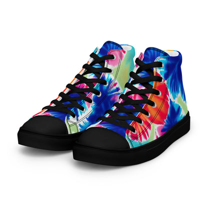 Women’s high top canvas shoes- Hearts Tie Dye Pattern I