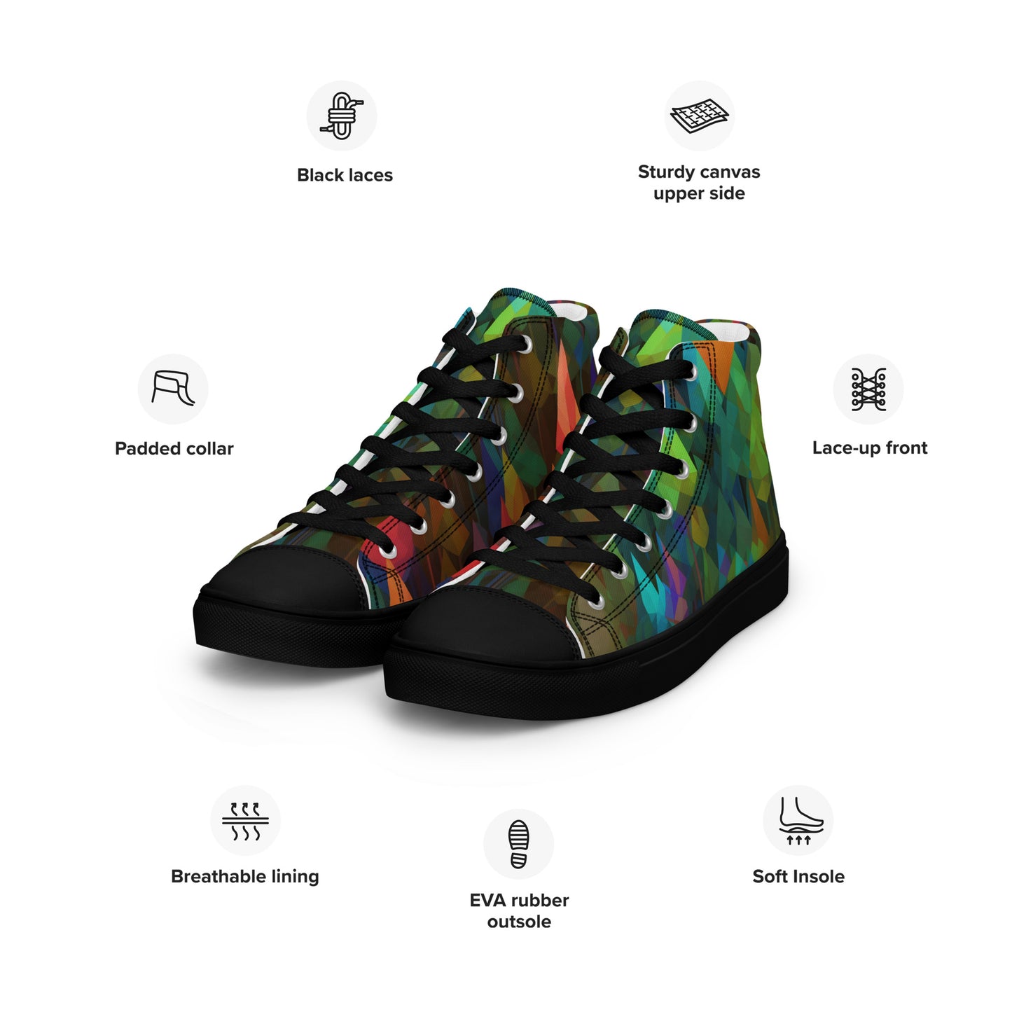Women’s high top canvas shoes- Rainbow Forest