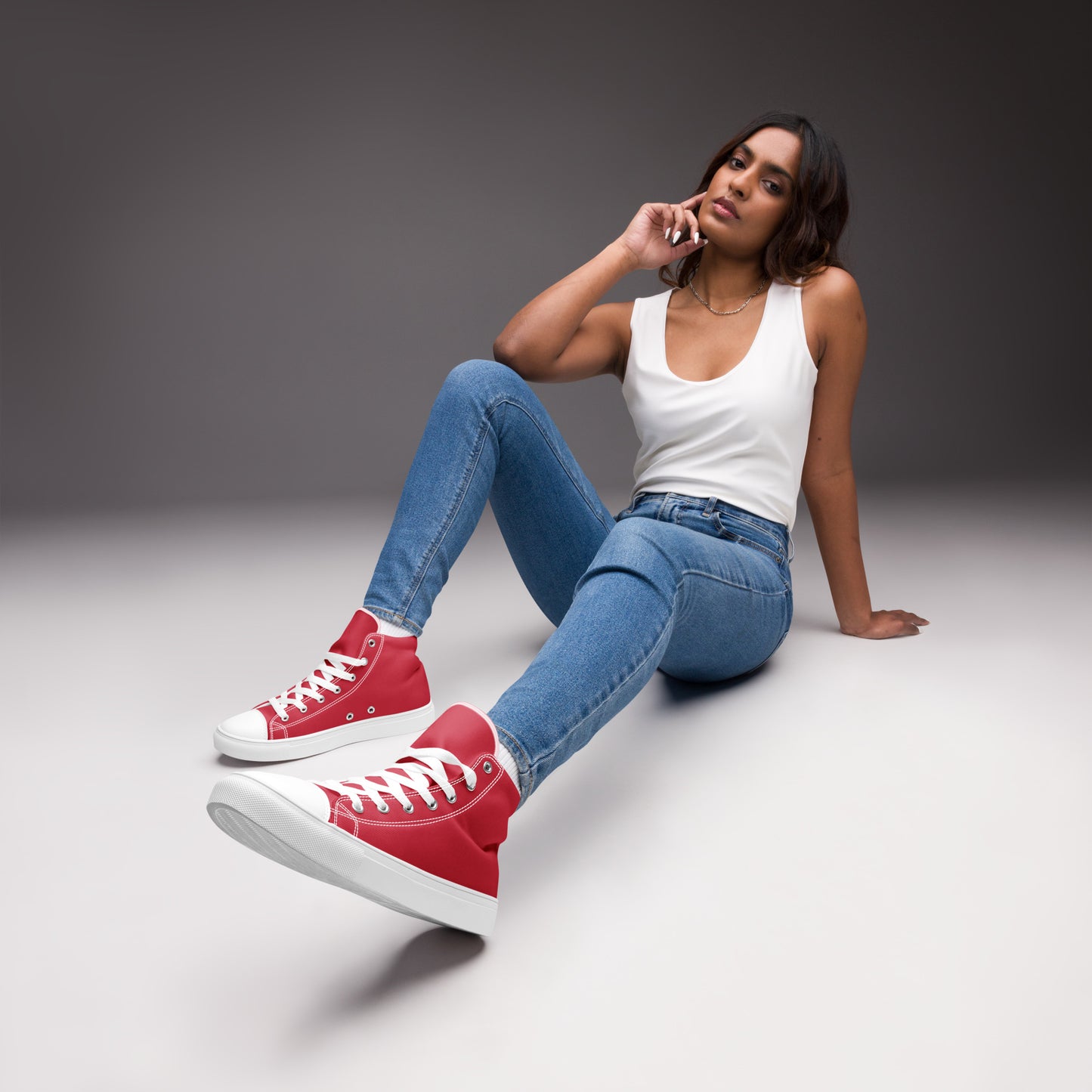 Women’s high top canvas shoes- Red