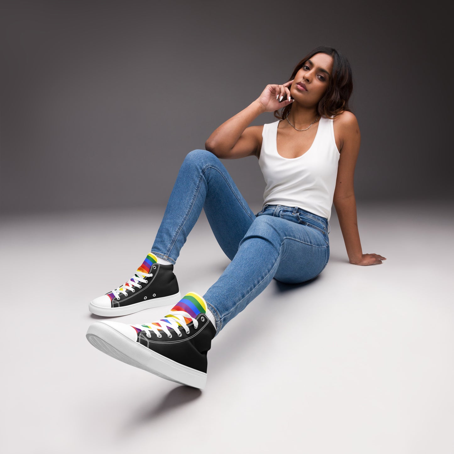 high top canvas shoes- Rainbow