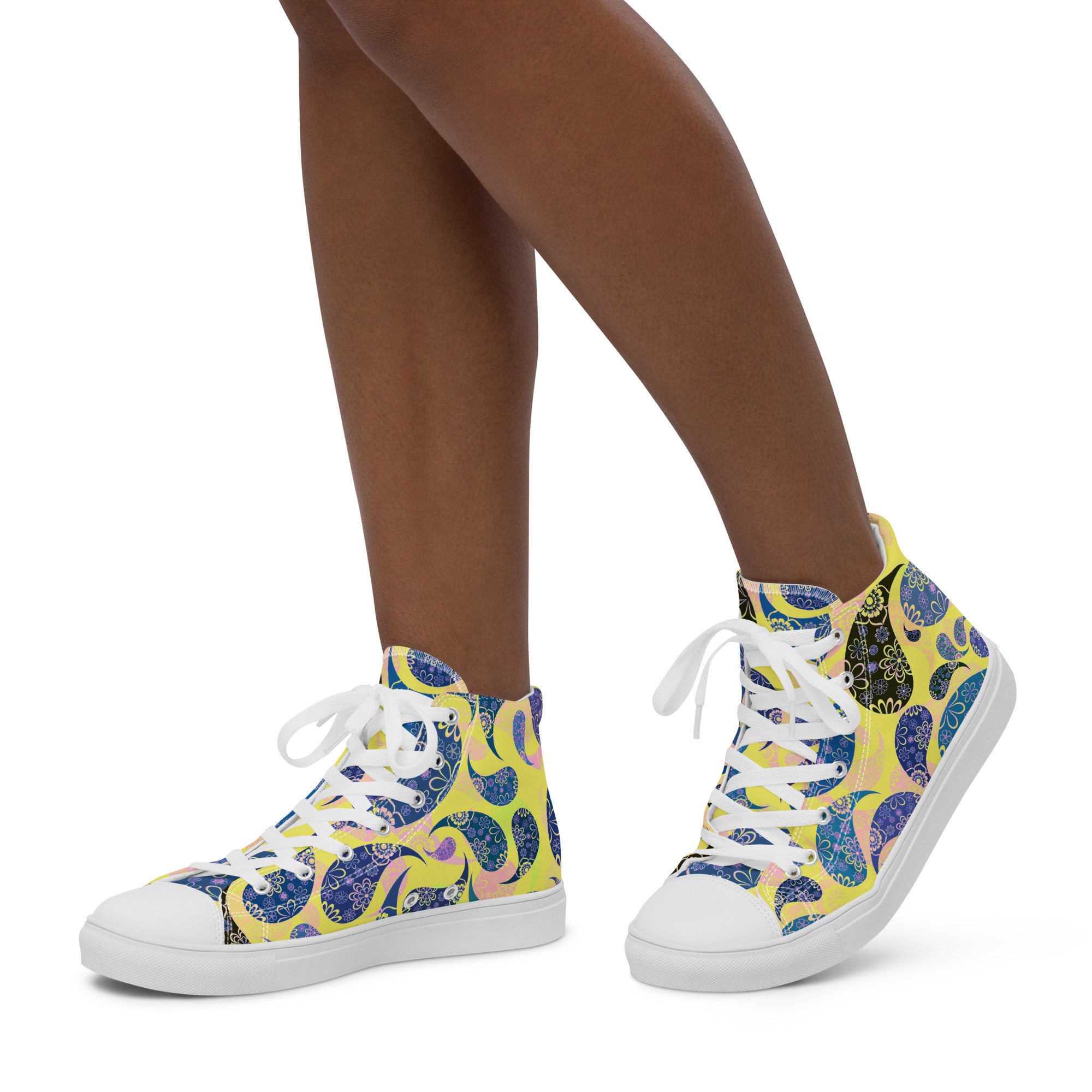 Women’s high top canvas shoes- Paisley Pattern 03