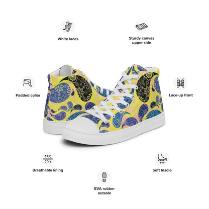 Women’s high top canvas shoes- Paisley Pattern III