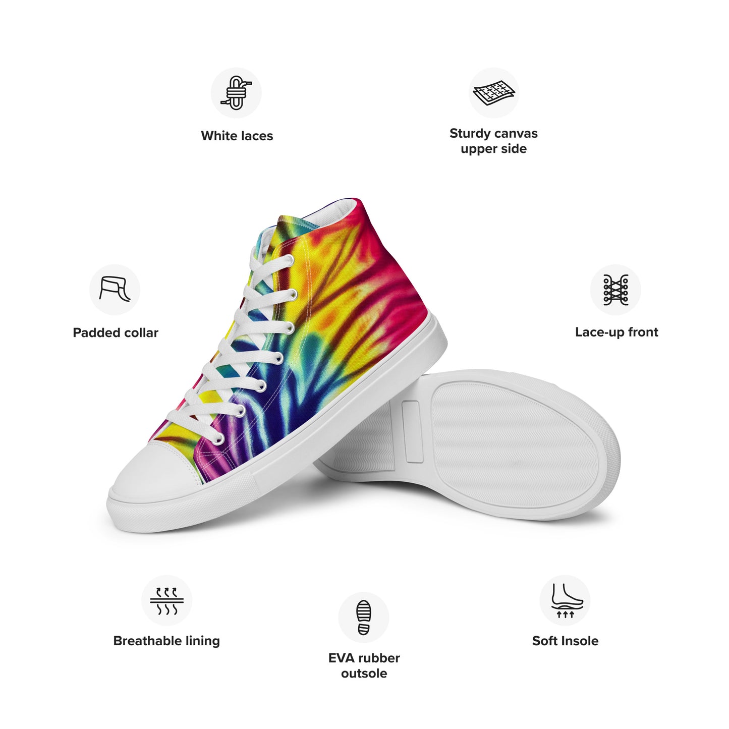 Women’s high top canvas shoes- Floral Tie Dye Pattern I