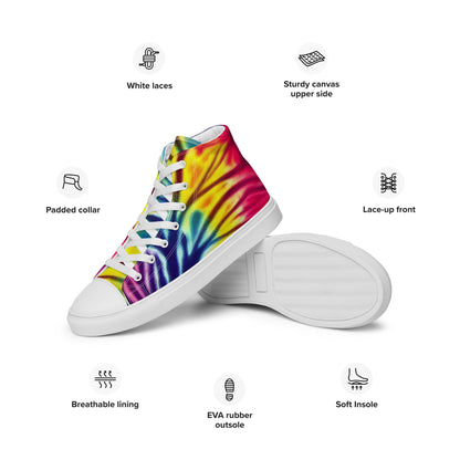 Women’s high top canvas shoes- Floral Tie Dye Pattern I