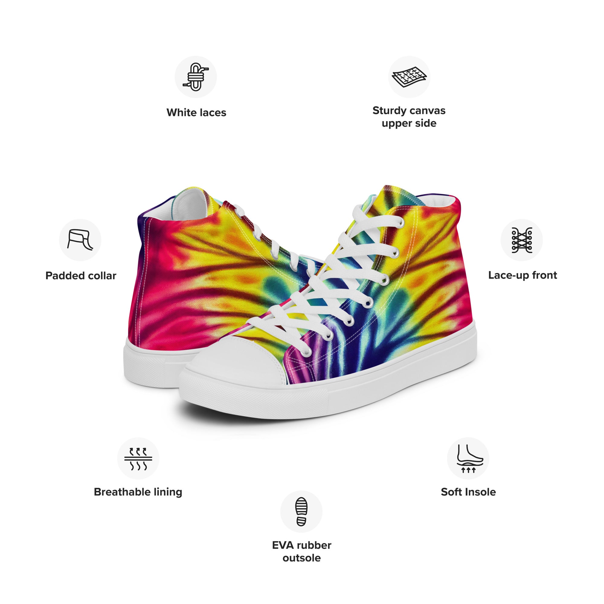 Women’s high top canvas shoes- Floral Tie Dye Pattern I