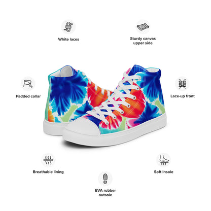 Women’s high top canvas shoes- Hearts Tie Dye Pattern I