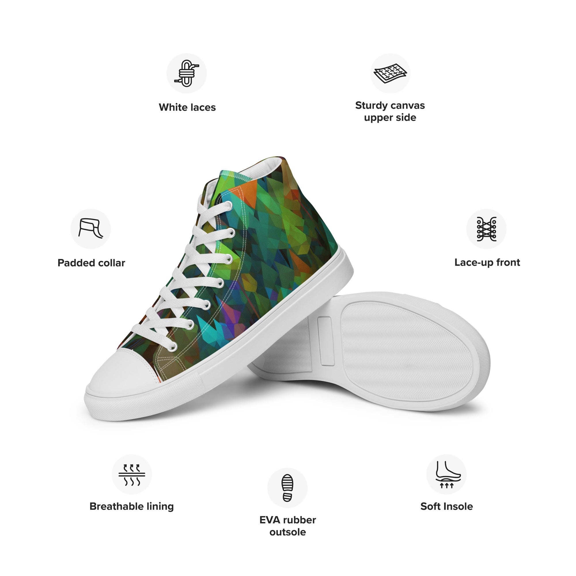 Women’s high top canvas shoes- Rainbow Forest