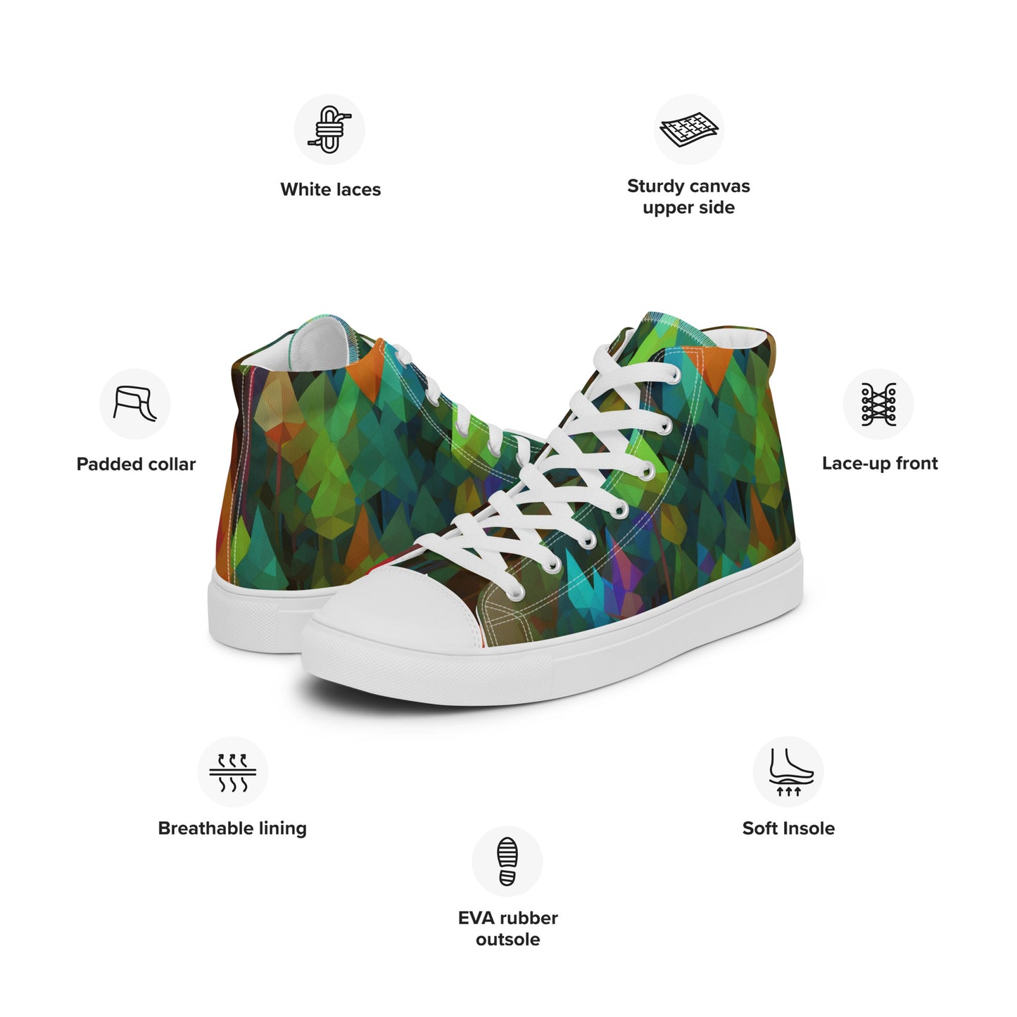 Women’s high top canvas shoes- Rainbow Forest