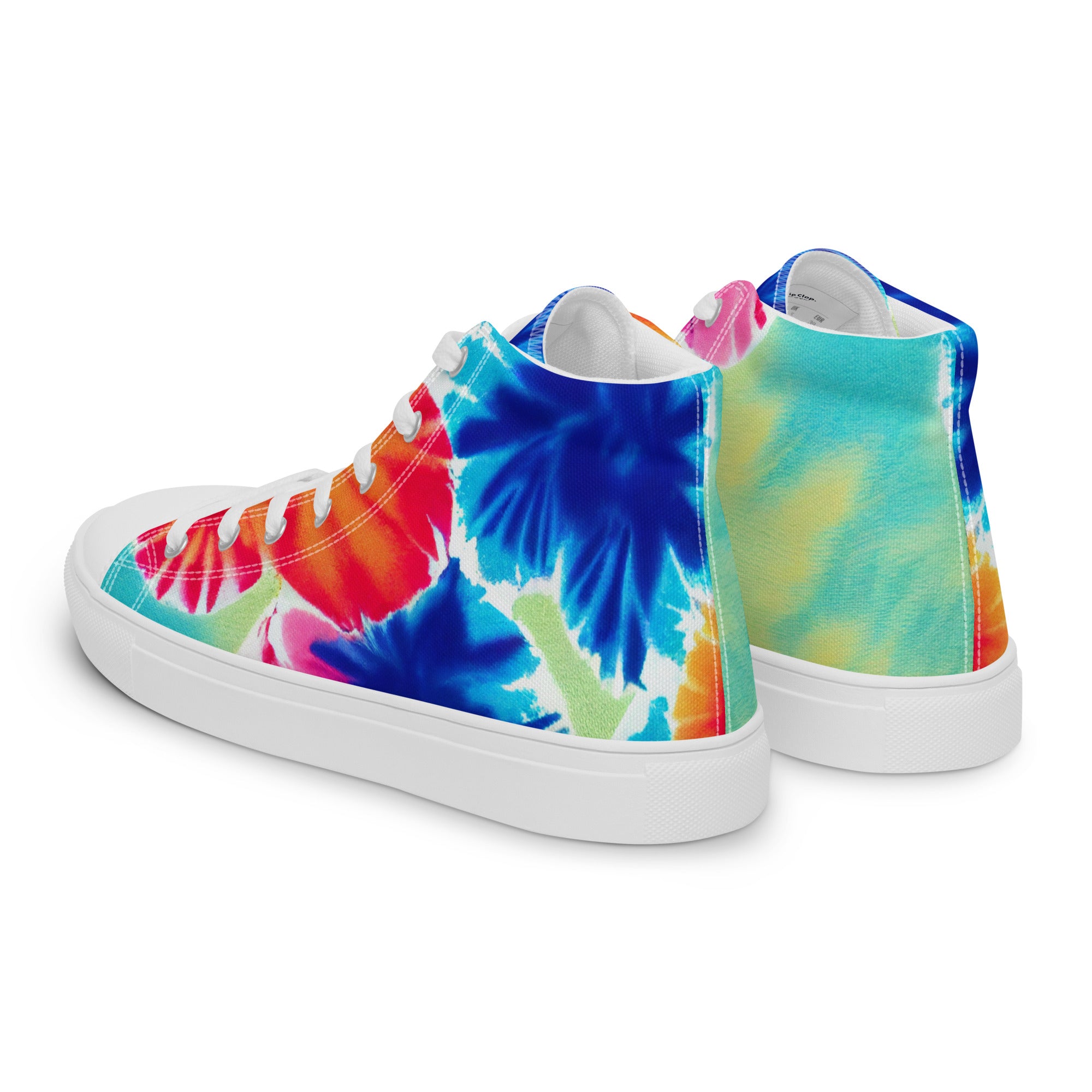 Women’s high top canvas shoes- Hearts Tie Dye Pattern 01