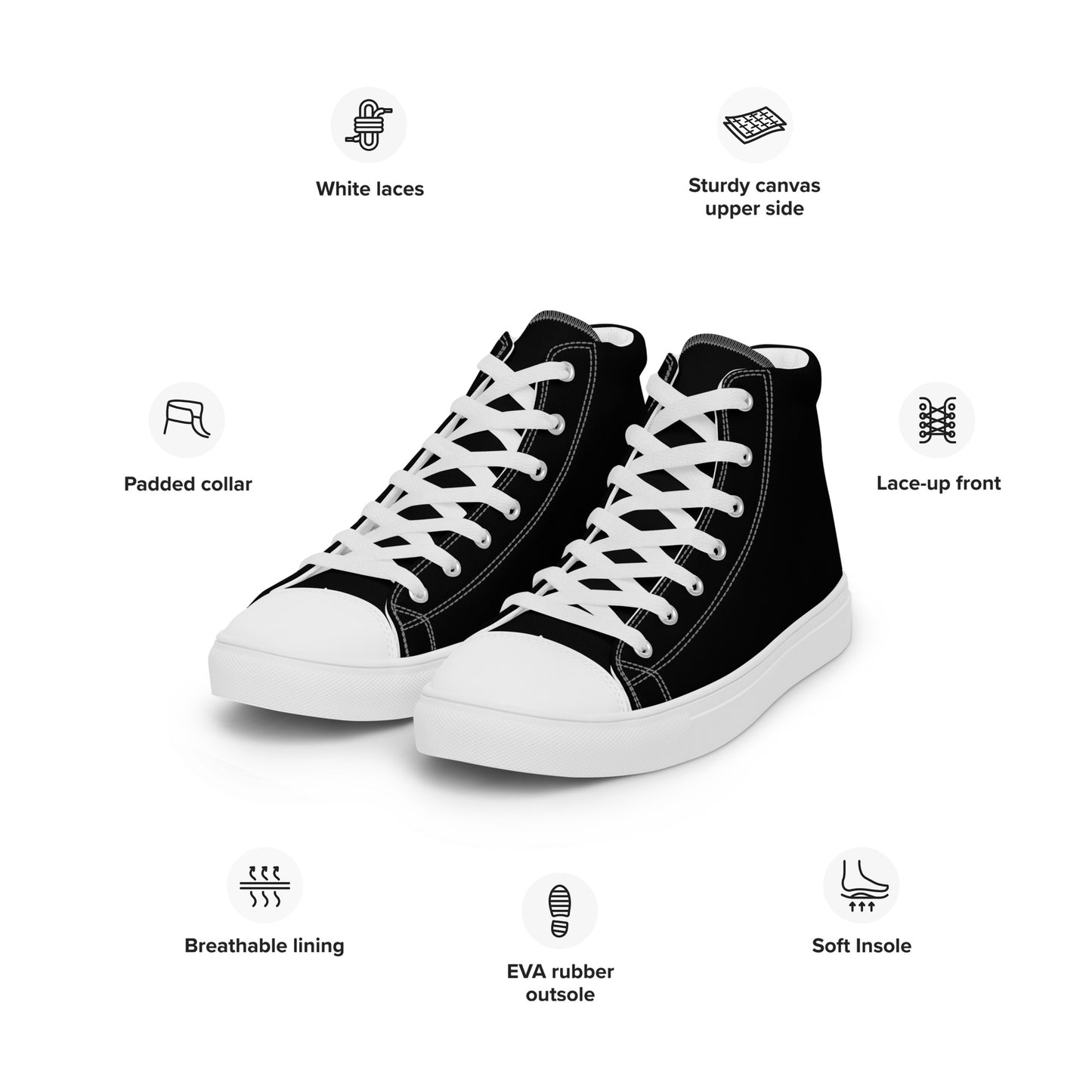 Women’s high top canvas shoes- Black