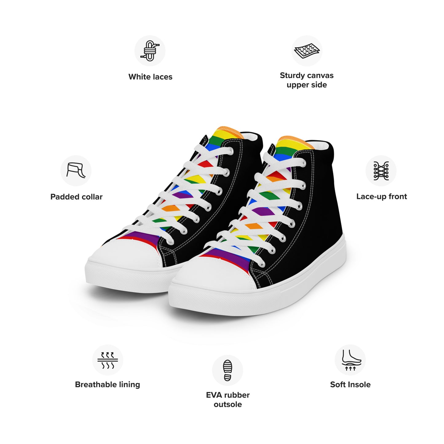 high top canvas shoes- Rainbow