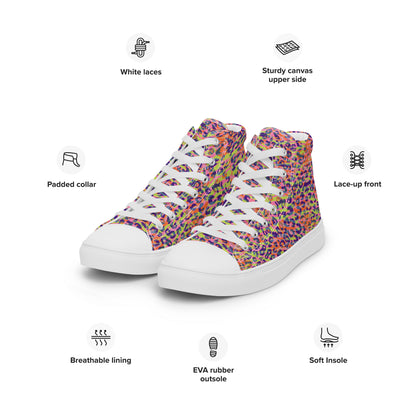 Women’s high top canvas shoes- Zebra and Leopard Print Orange with Yellow