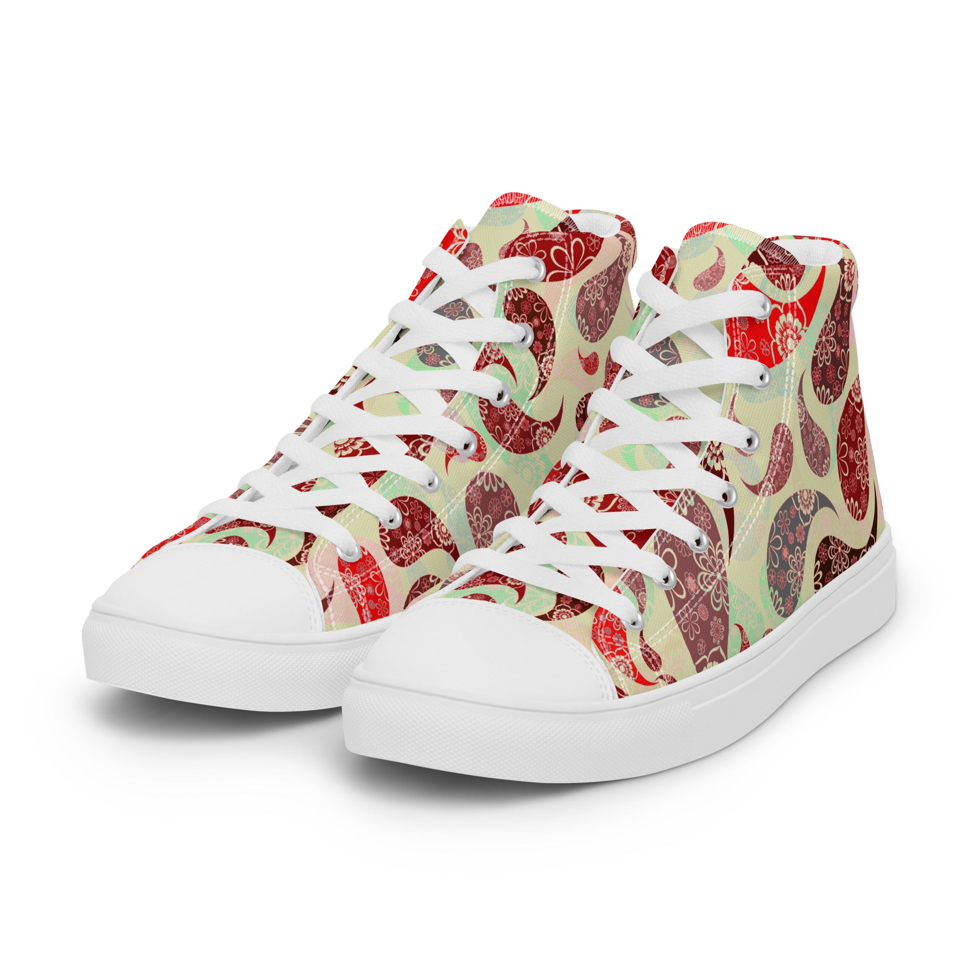 Women’s high top canvas shoes- Paisley Pattern 04