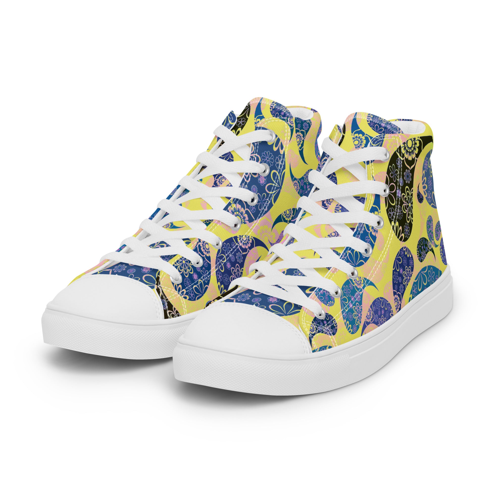 Women’s high top canvas shoes- Paisley Pattern 03