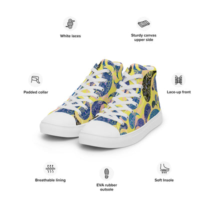 Women’s high top canvas shoes- Paisley Pattern III