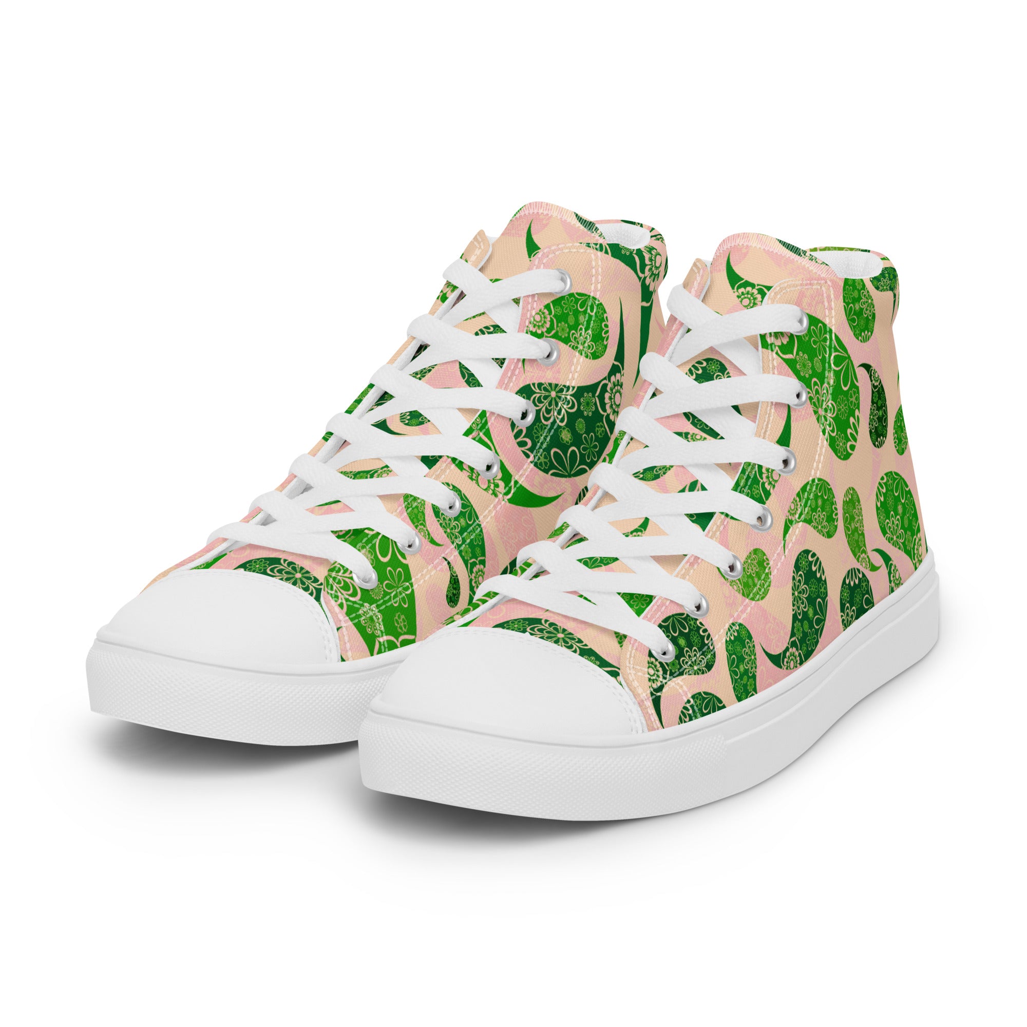 Women’s high top canvas shoes- Paisley Pattern 02