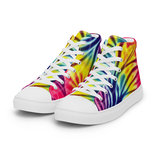 Women’s high top canvas shoes- Floral Tie Dye Pattern I