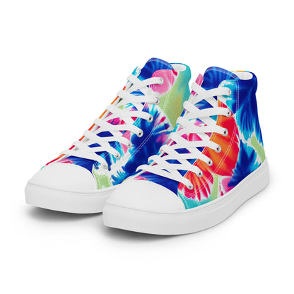 Women’s high top canvas shoes- Hearts Tie Dye Pattern I