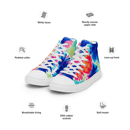 Women’s high top canvas shoes- Hearts Tie Dye Pattern I