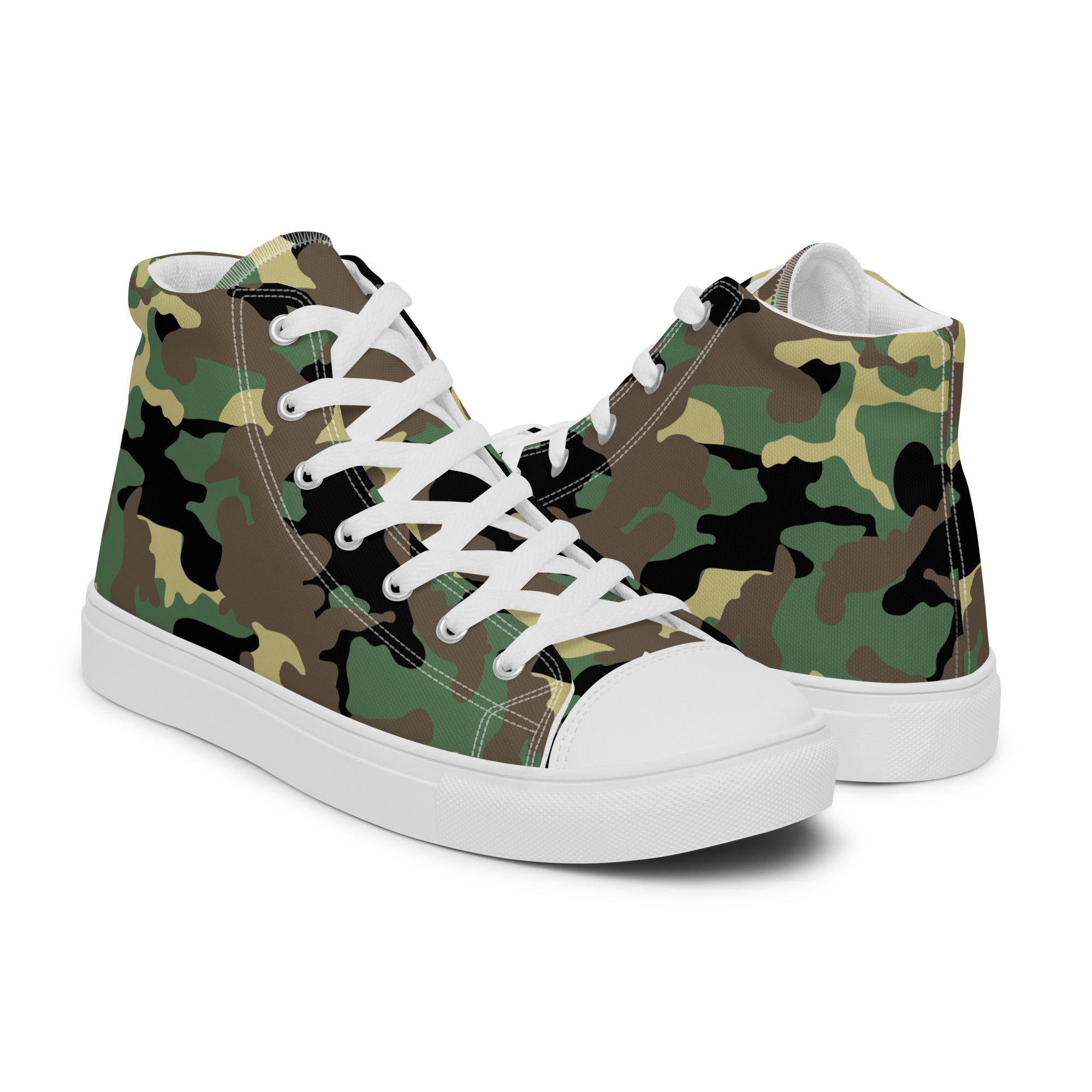 Women’s high top canvas shoes- Camo Green