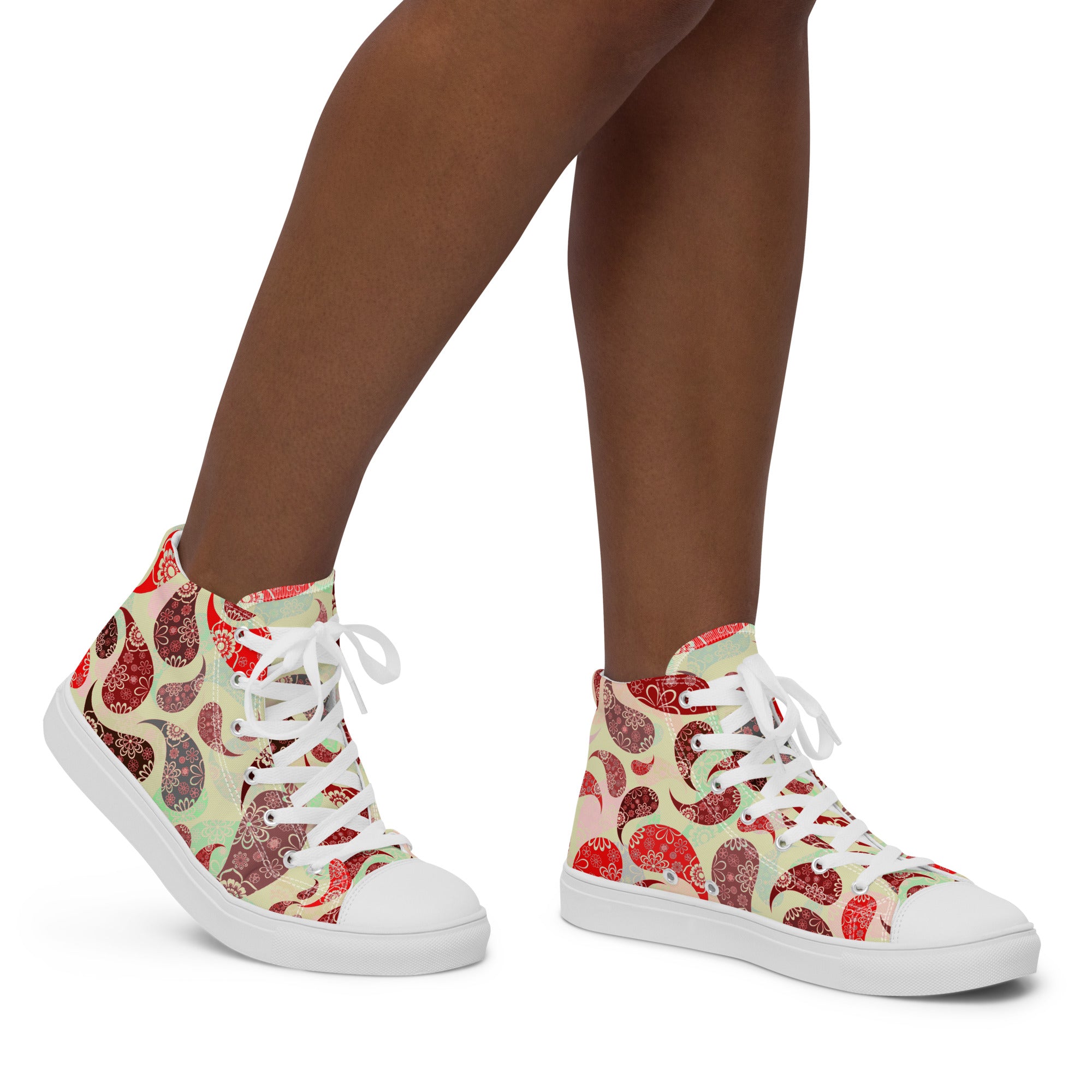 Women’s high top canvas shoes- Paisley Pattern 04