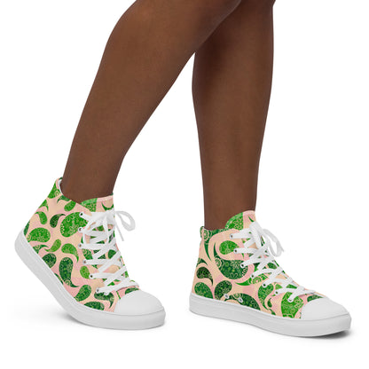 Women’s high top canvas shoes- Paisley Pattern II