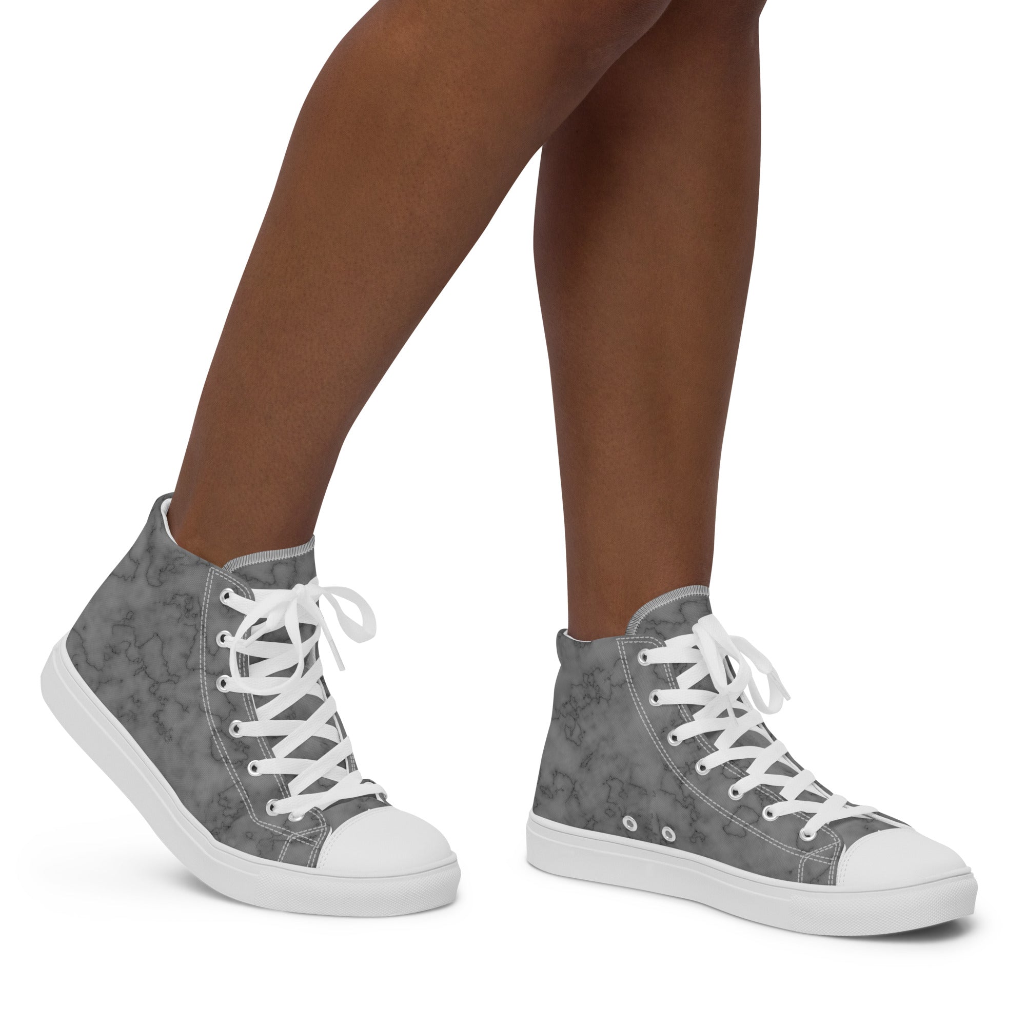 Women’s high top canvas shoes- Grey Marble