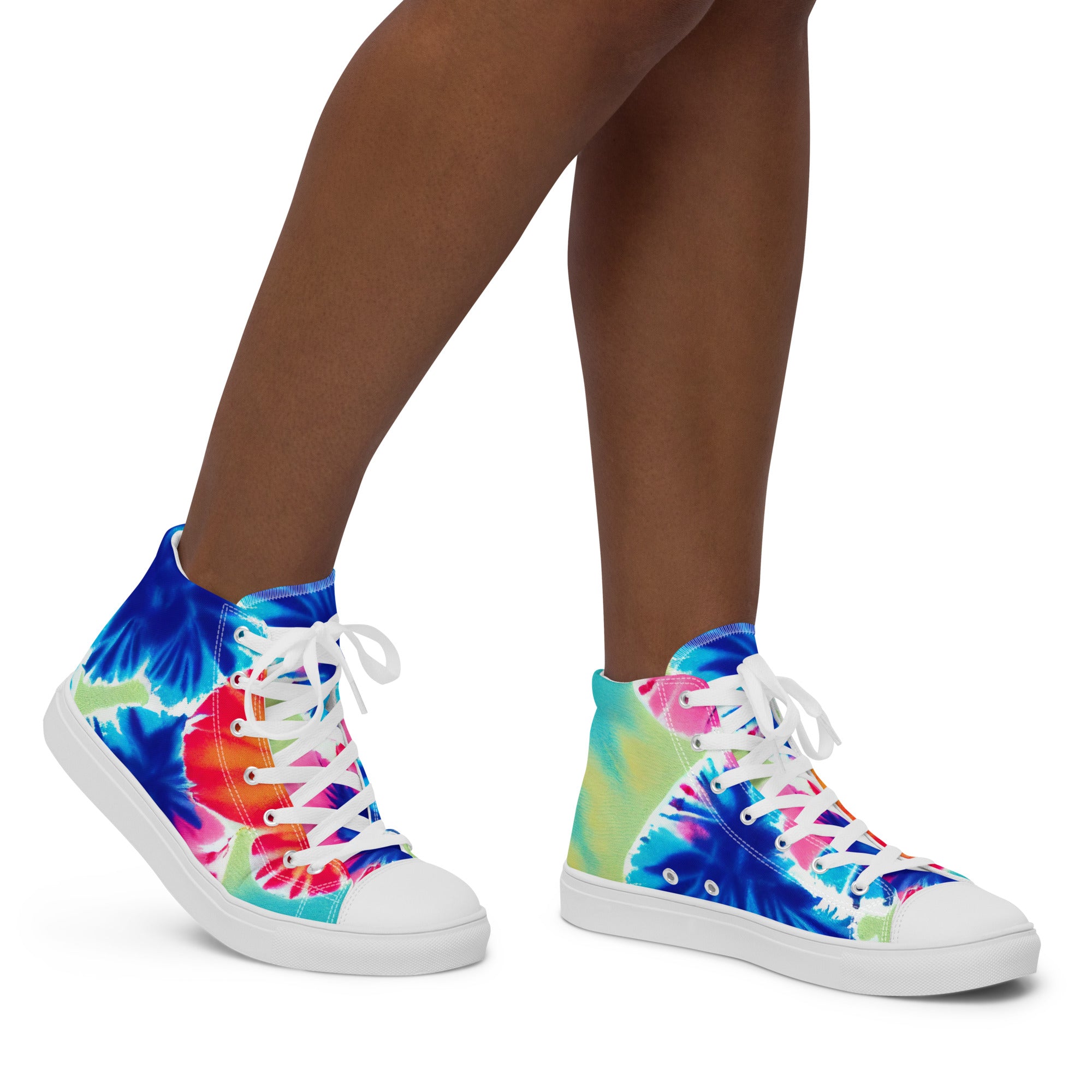 Women’s high top canvas shoes- Hearts Tie Dye Pattern I