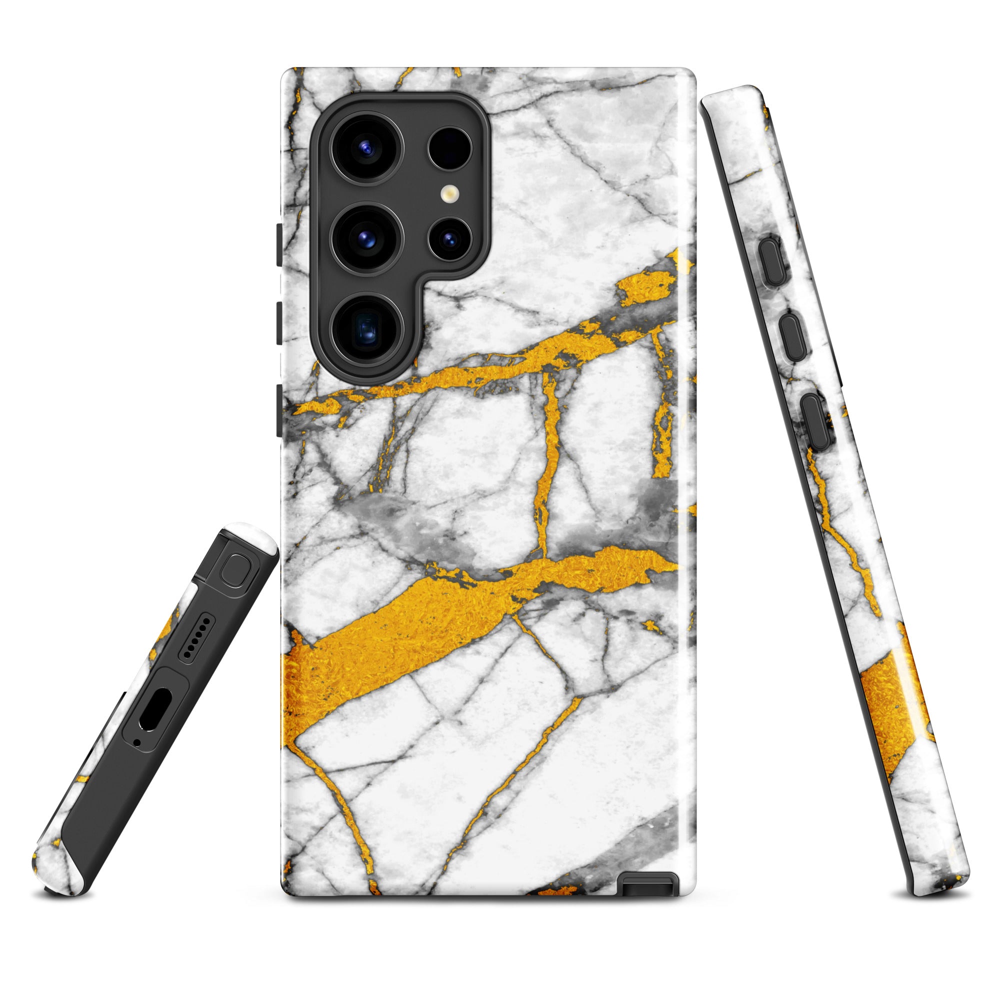 Tough case for Samsung®- Marble White and Gold