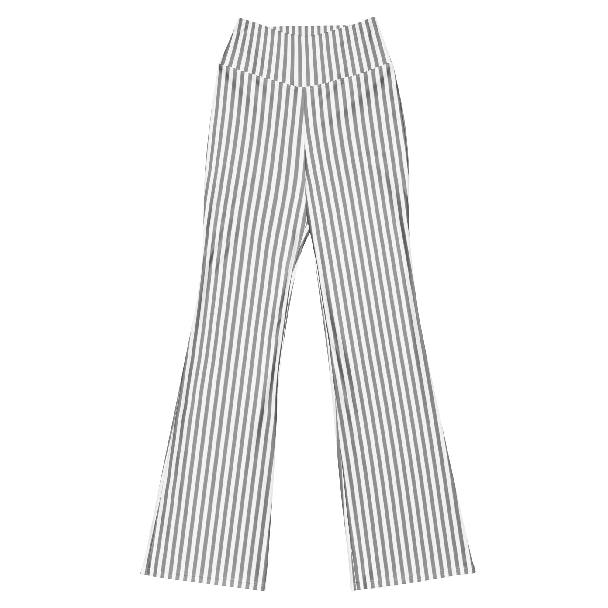 Flare leggings- White and Grey Stripes