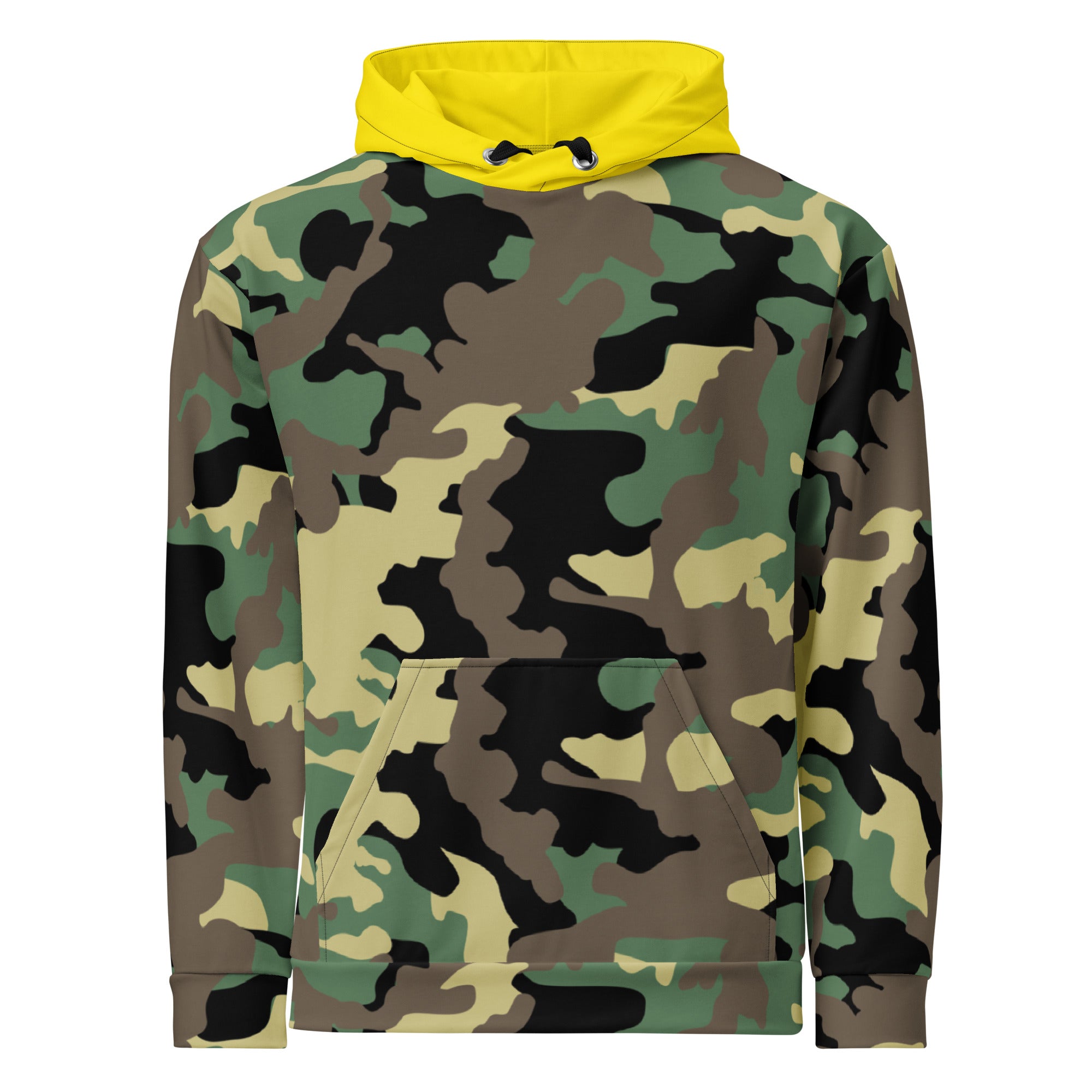 Unisex Hoodie-Jungle Camo with Highvisibility Yellow Hood