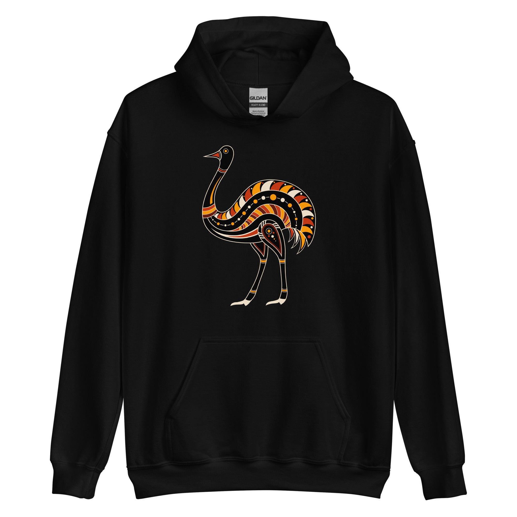 Unisex Hoodie- Australian Tribal Figure Ostrich