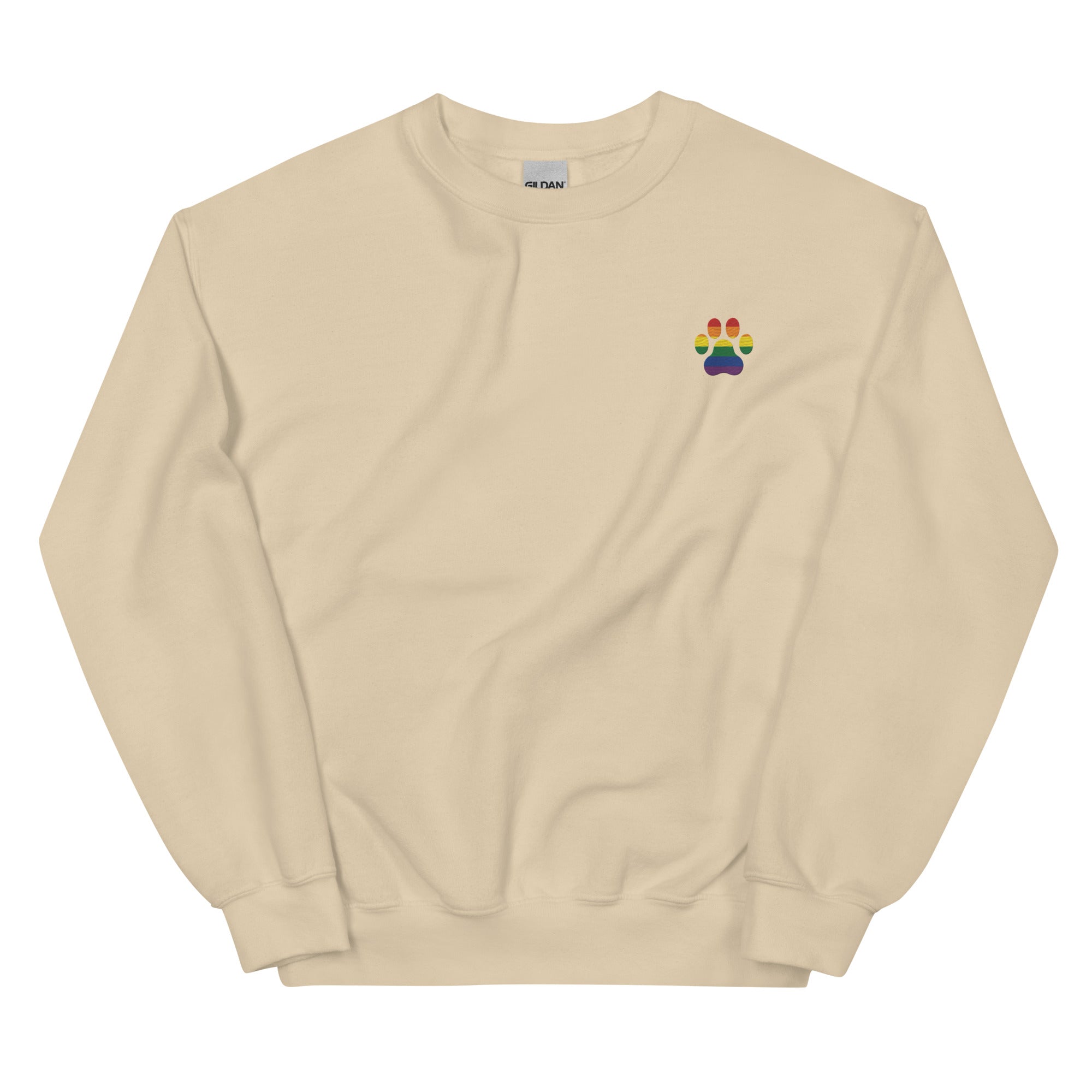 Dog Paw Embroidered Unisex Sweatshirt-Rainbow