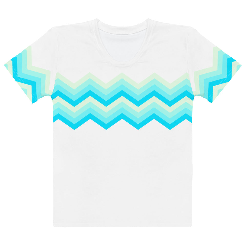 Women's T-shirt-Multicolor Zigzag II-White