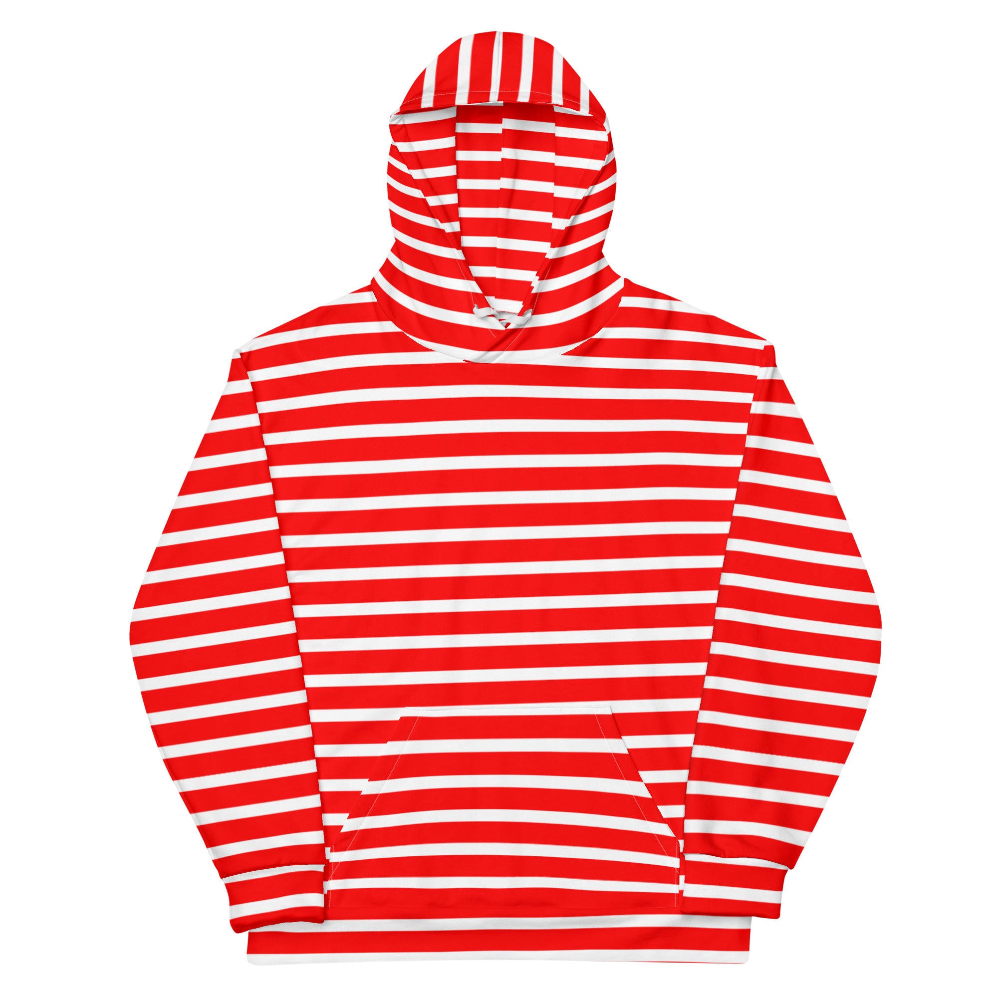 Unisex Hoodie- White and Red Striped