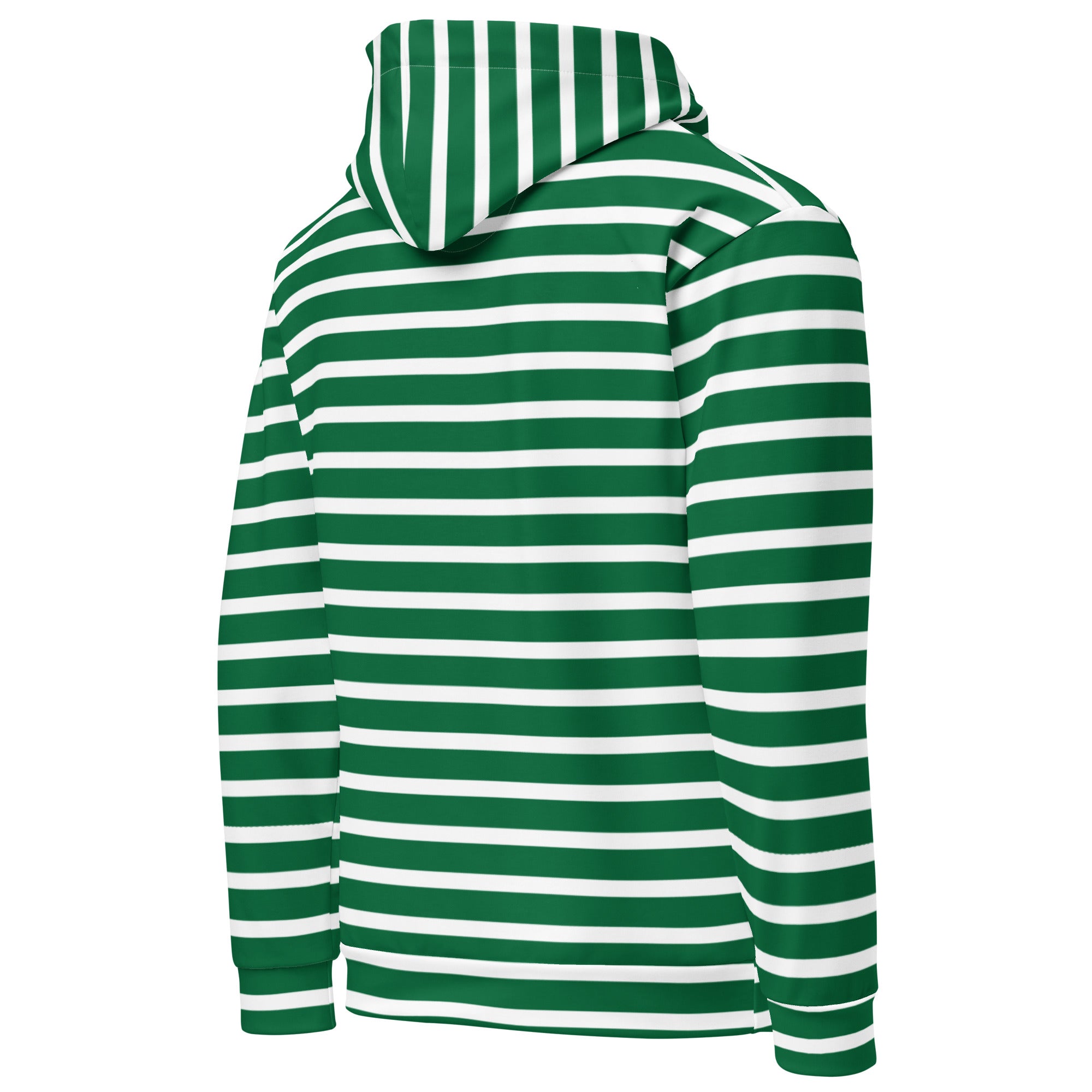 Unisex Hoodie- White and Green Striped