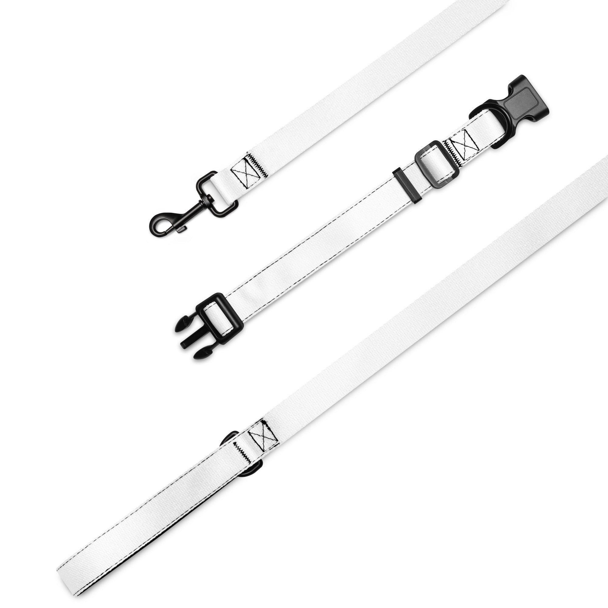 Pet collar & leash- White