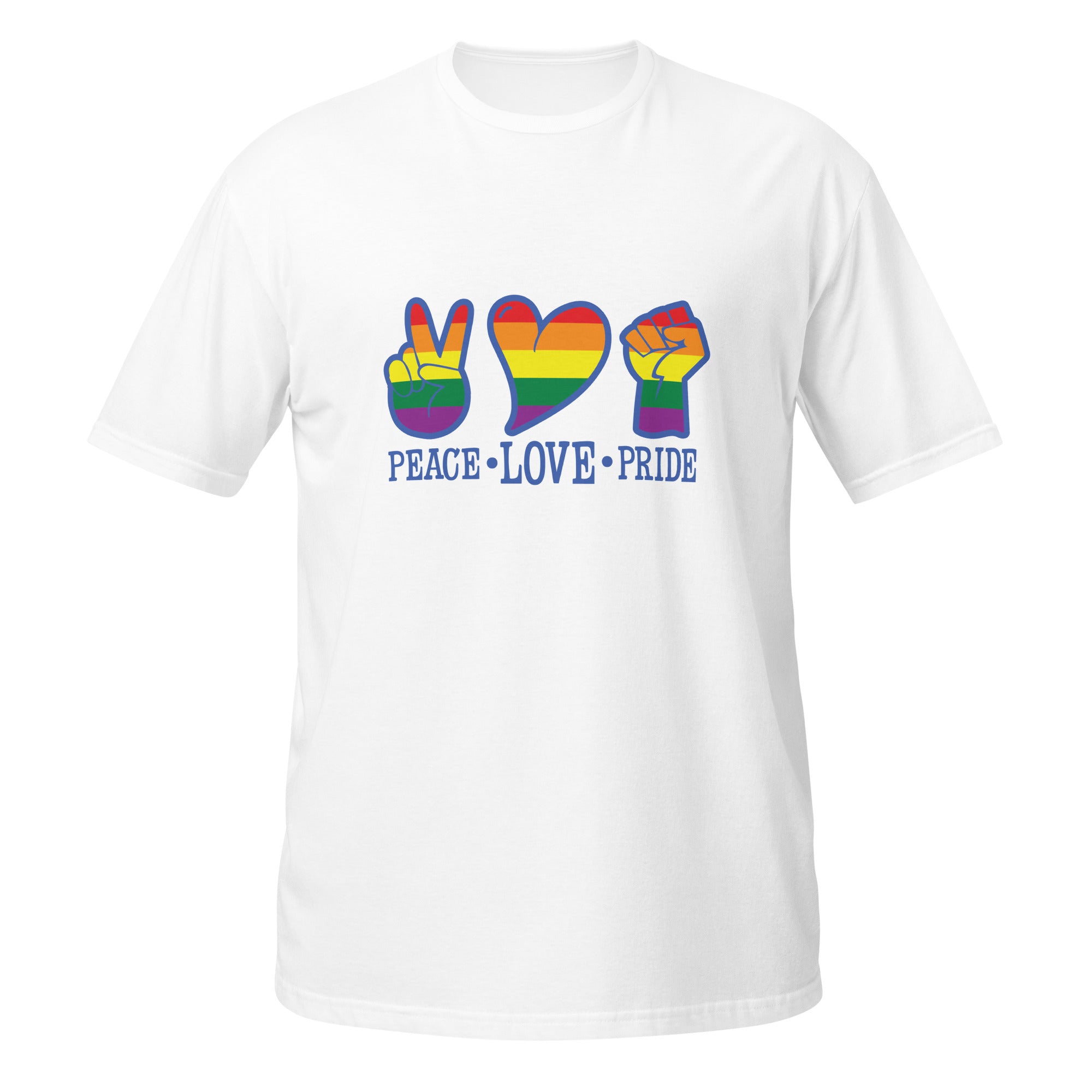 Short-Sleeve Unisex T-Shirt- Peace Love Pride