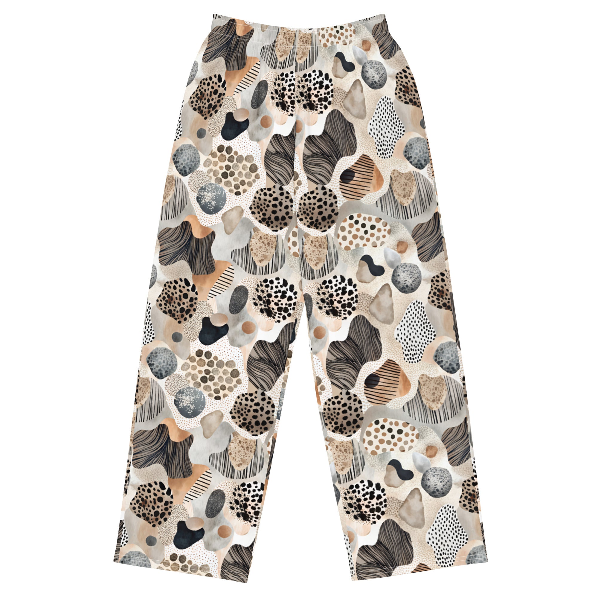 unisex wide-leg pants- Artsy Animal Print Design VIII