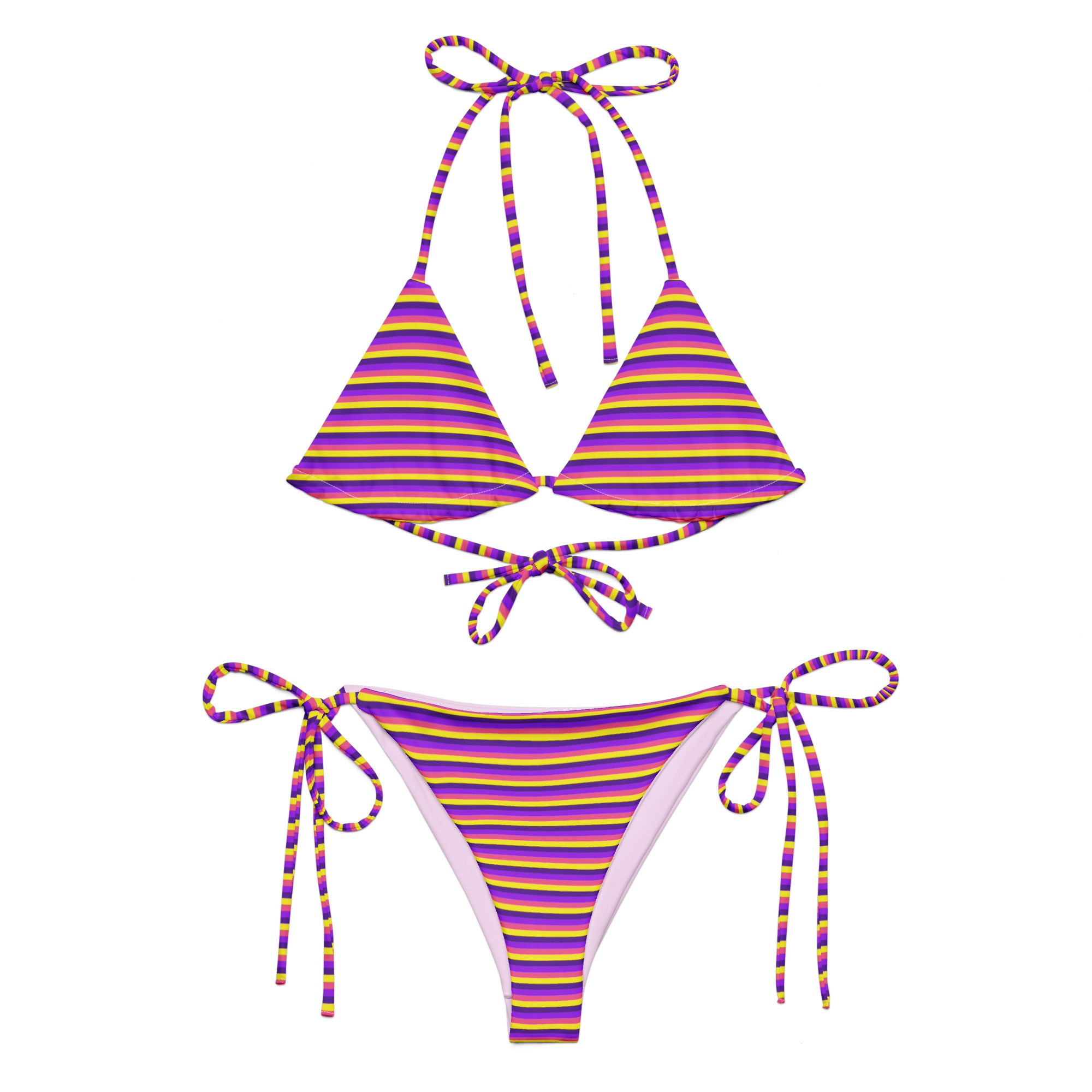 Recycled Colorful Striped String Bikini VI