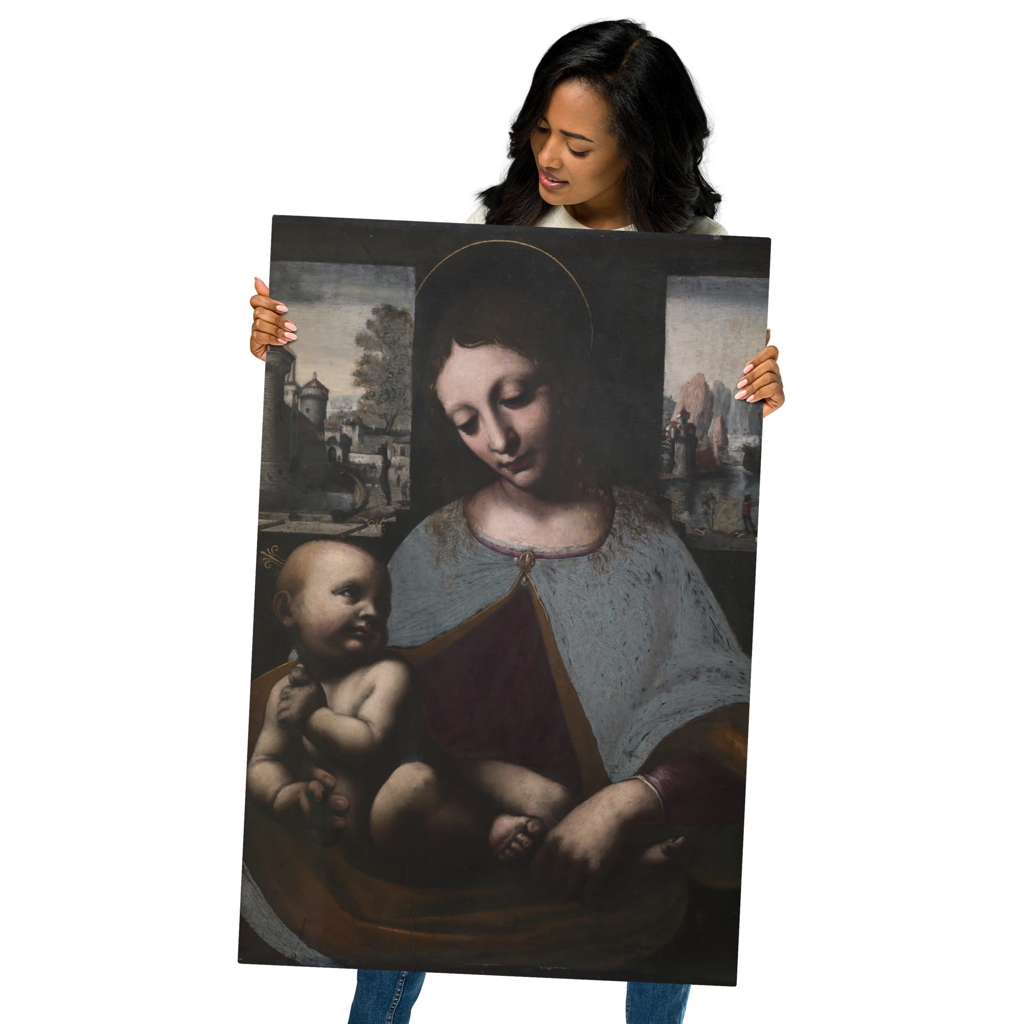 Metal prints-Leonardo da Vinci-Italian 1452-1519-Virgin and Child (1500)