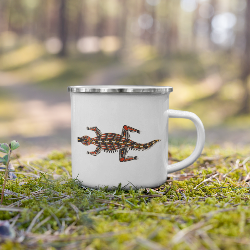 Enamel Mug- Australian Tribal Painting Crocodile
